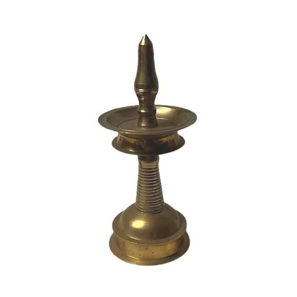Antique Brass Oil Lamp Diya Asian Home Temple Religious Decoration India